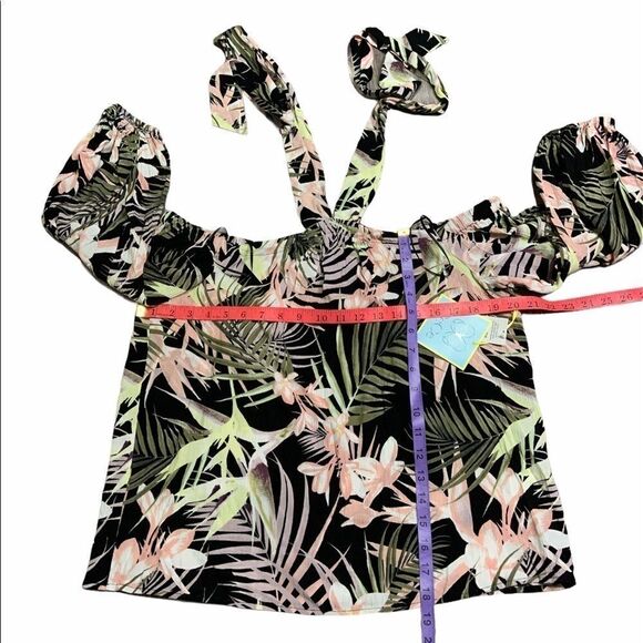 𝅺cece Tropical Off The Shoulder Halter Long Sleeve - Picture 5 of 12